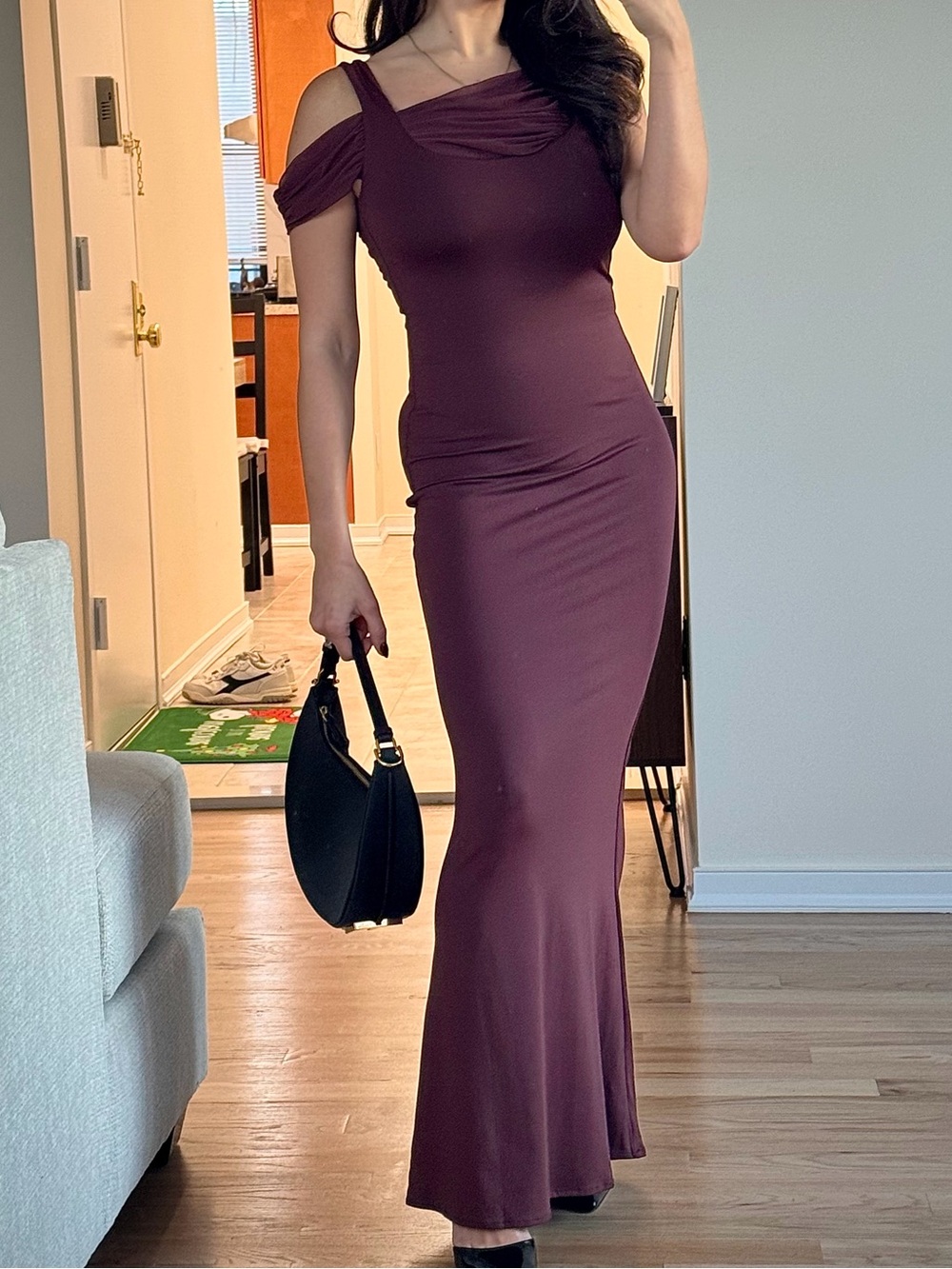 Meshki Plum Off-Shoulder Maxi Dress
